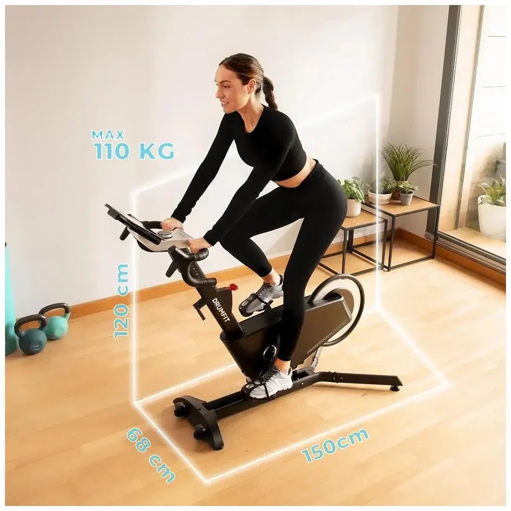 Bicicleta Estática profesional DrumFit con volante de aluminio de 10 kg Inclinación motorizada de Cecotec 12