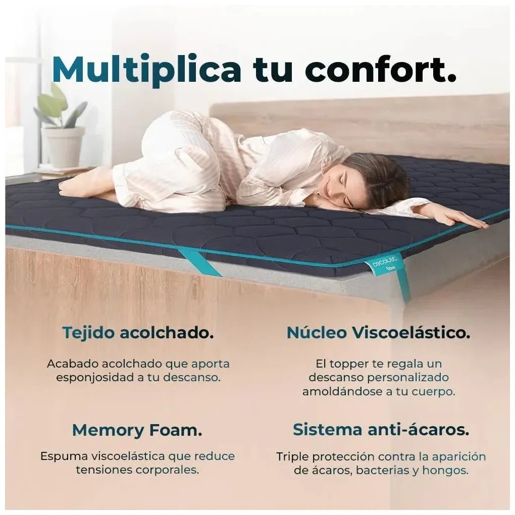 Sobrecolchón Flow TopDeluxe con núcleo de viscoelástica 100% altura de 7 cm y funda lavable Fresh EasyClean de Cecotec 7