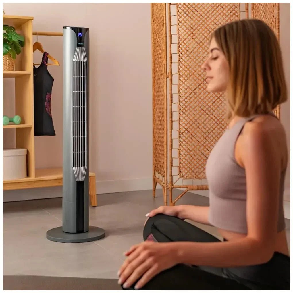 Ventilador de Torre 55W con Mando, LED, 3 Velocidades y Temporizador de Cecotec 8
