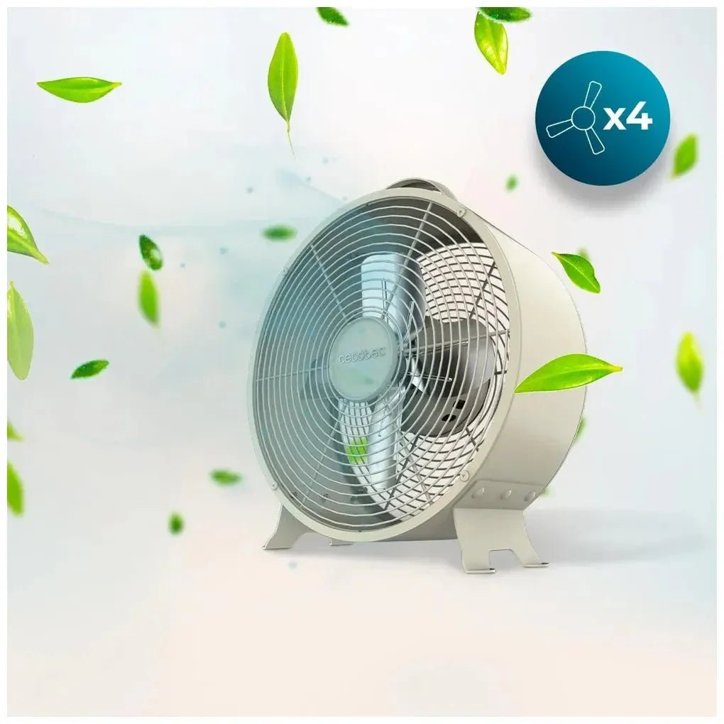 Ventilador Retro de Sobremesa Beige 25W - Estilo, Potencia y Seguridad de Cecotec 4