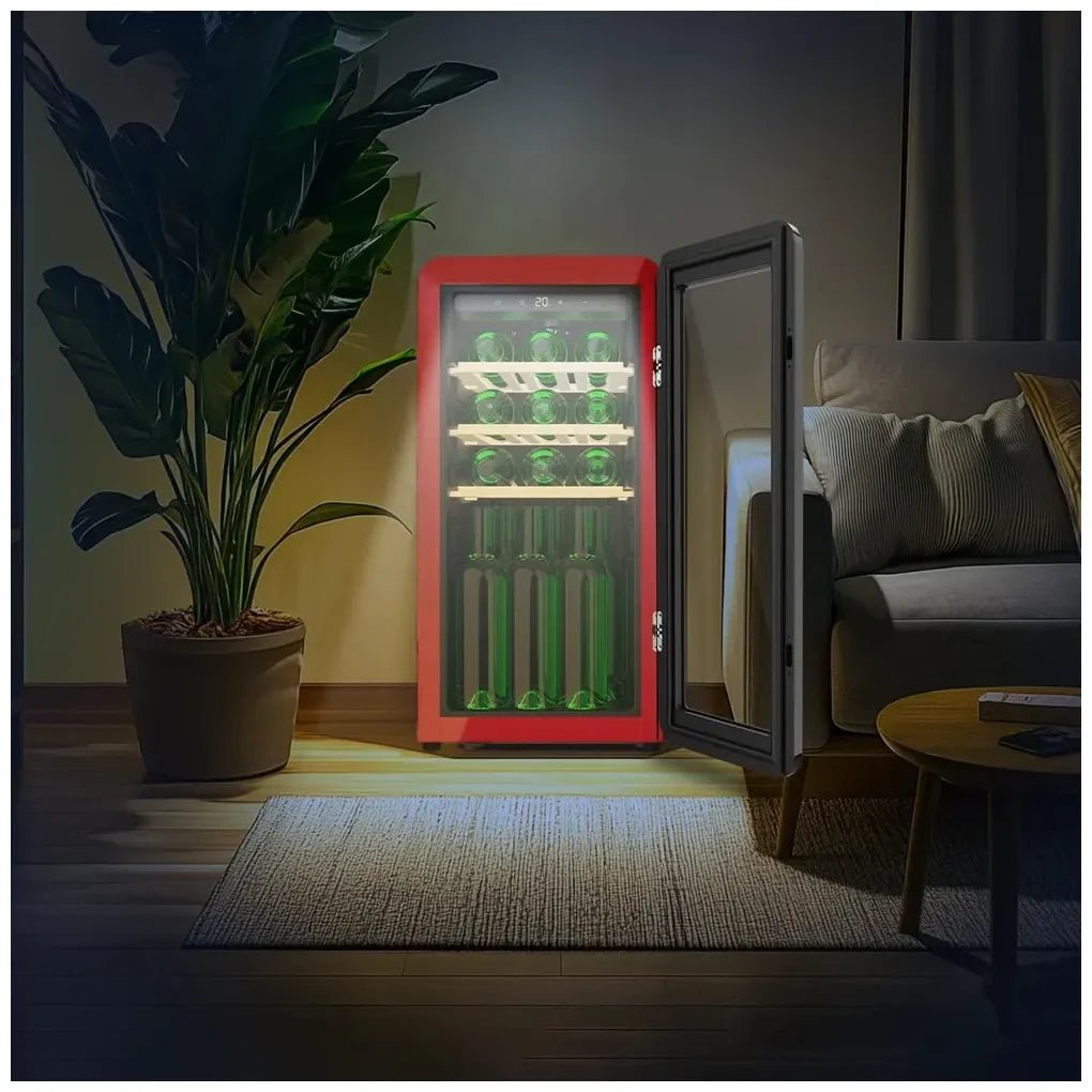 Vinoteca Retro Roja para 18 Botellas con Control LED y Tecnología NoFrost de Cecotec 12