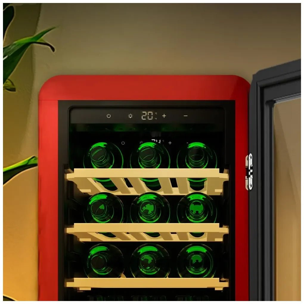 Vinoteca Retro Roja para 18 Botellas con Control LED y Tecnología NoFrost de Cecotec 10