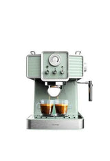 Vintage espresso coffee machine in light green with 20 bar Pressure Gauge and Steamer Power Espresso 20 Tradizionale Cecotec