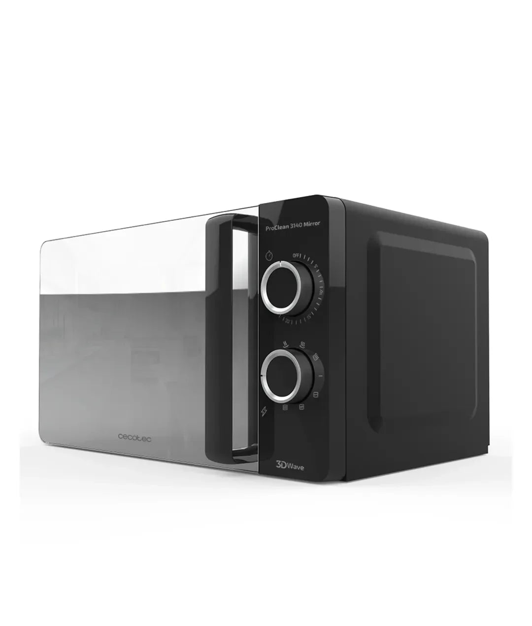 Microondas ProClean 3140 Espejo Negro 700W con Grill 800W 20L y Tecnología 3DWave para Limpieza Eficiente de Cecotec