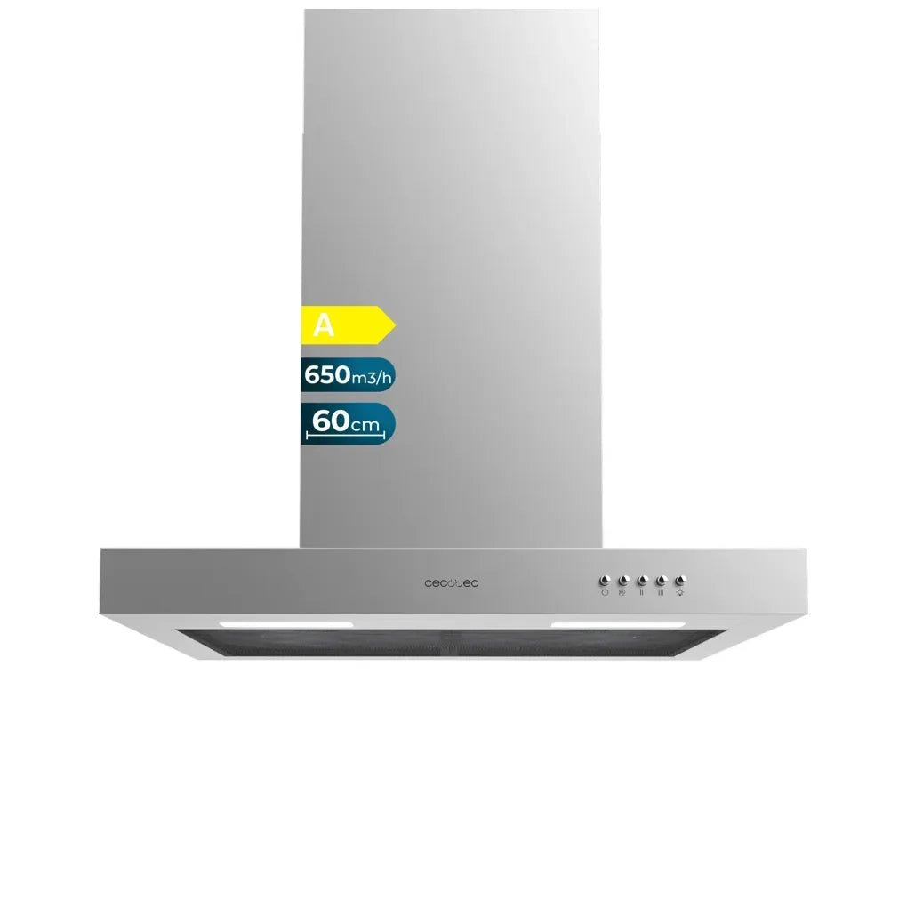 Campana de Cocina Bolero Flux TM 606500 Inox 60cm 650m3h 165W Clase A Con Filtro de Carbono y Luz de Cecotec 3