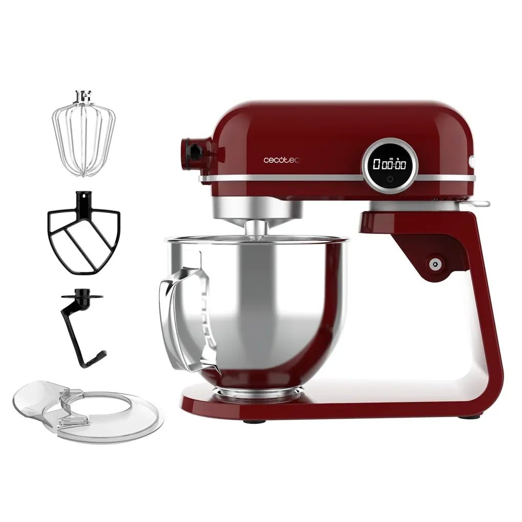 Batidora Amasadora Twist&Fusion 4500 800W Aluminio 8 Velocidades Luz LED Bol Acero Inoxidable 5.2L Roja de Cecotec 2