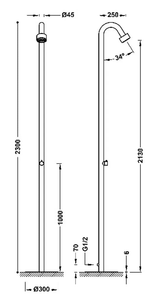Columna de ducha de acero inoxidable apta para exteriores Colectividades de Tres 2