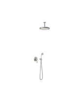 Shower column 2 way concealed single lever shower mixer tap kit with diverter and ceiling mounted arm in steel colour Tres Clasic Tres