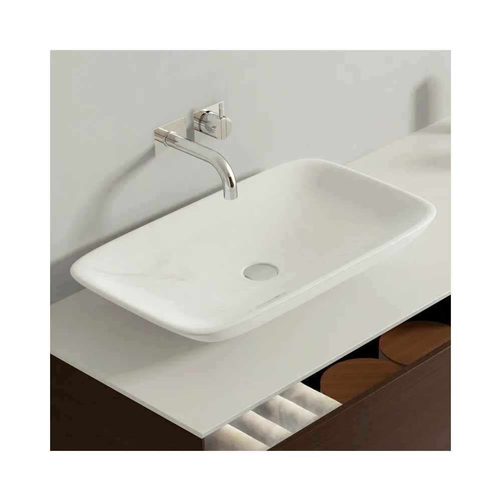 Lavabo Sobre Encimera Xena Fossil Natura Blanco Brillo - Vista 1