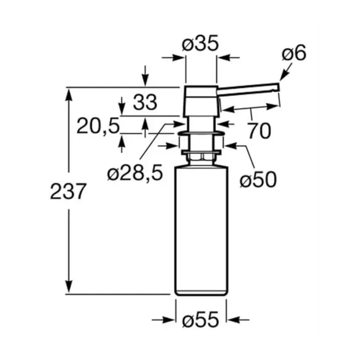 Fregadero de acero inoxidable de una cubeta de 70 cm con desagüe y válvula Roma Roca - Vista 4