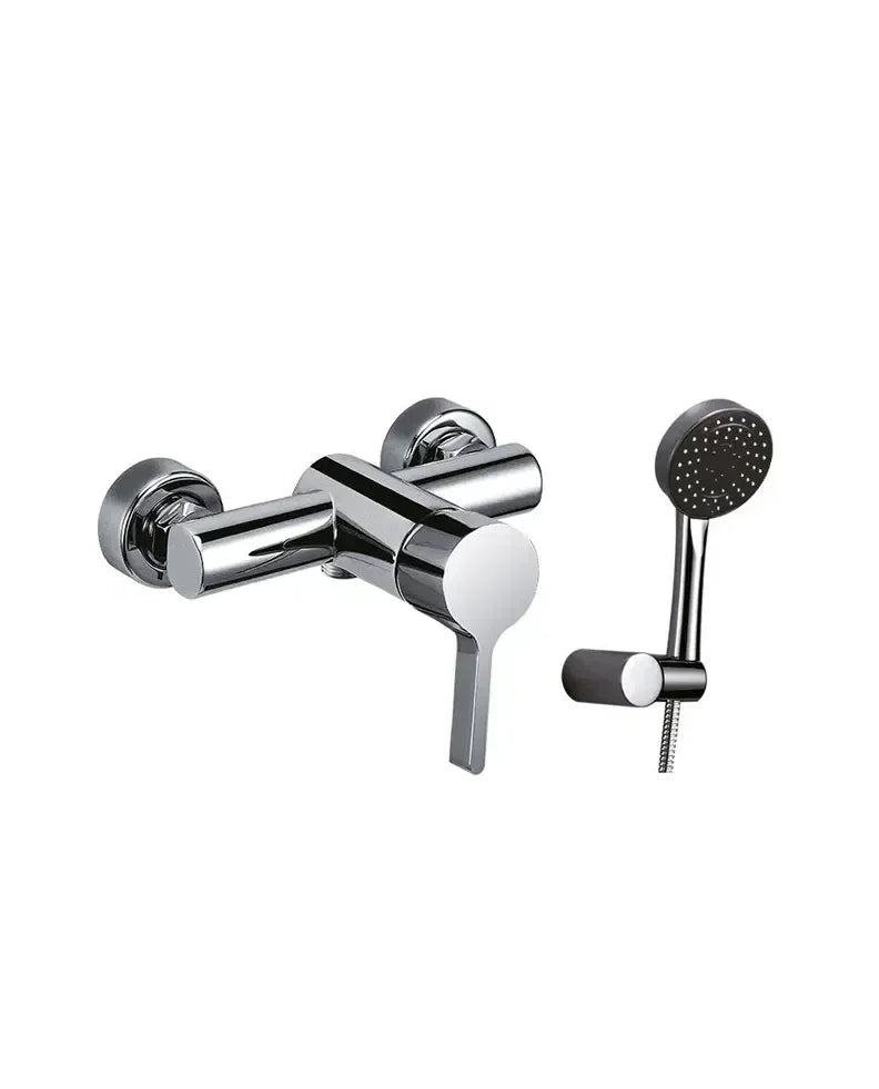 Conjunto de ducha elegante con grifo monomando y teleducha de diseño plano Fussion de GME