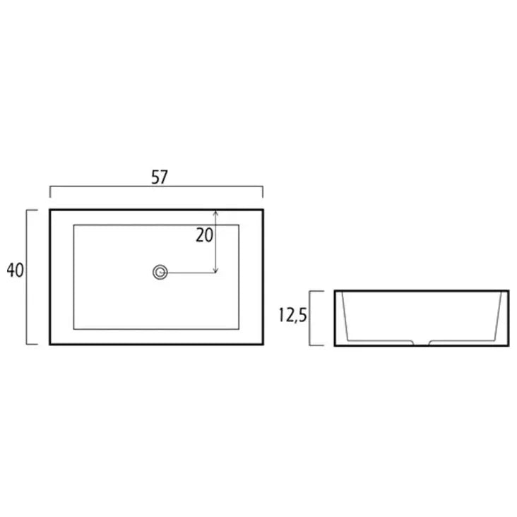 Lavabo sobre encimera rectangular 56 cm fondo reducido de GME 2