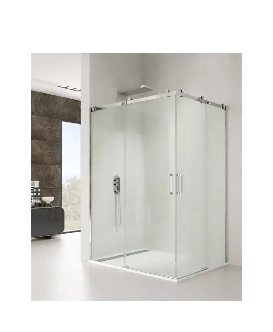 Mampara angular dos paneles correderos de vidrio templado 6 mm de alta seguridad Rotary de GME