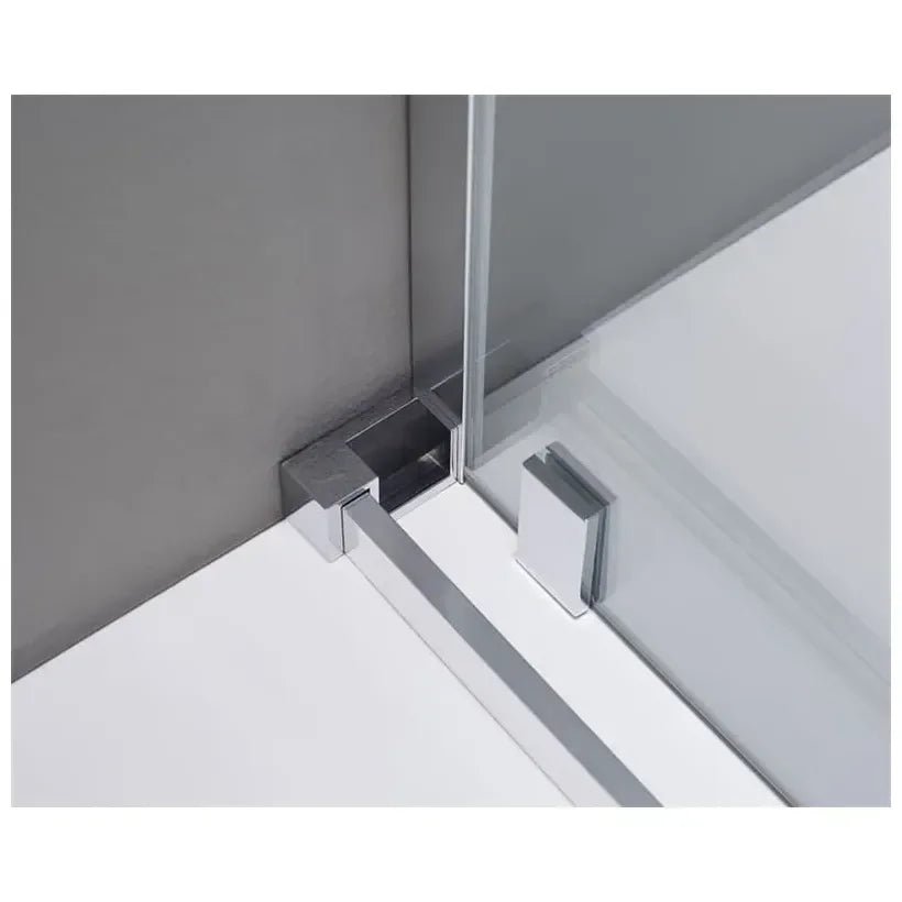 Mampara de ducha de tipo frontal con 2 hojas fijas y una puerta corredera VITRO de GME 4