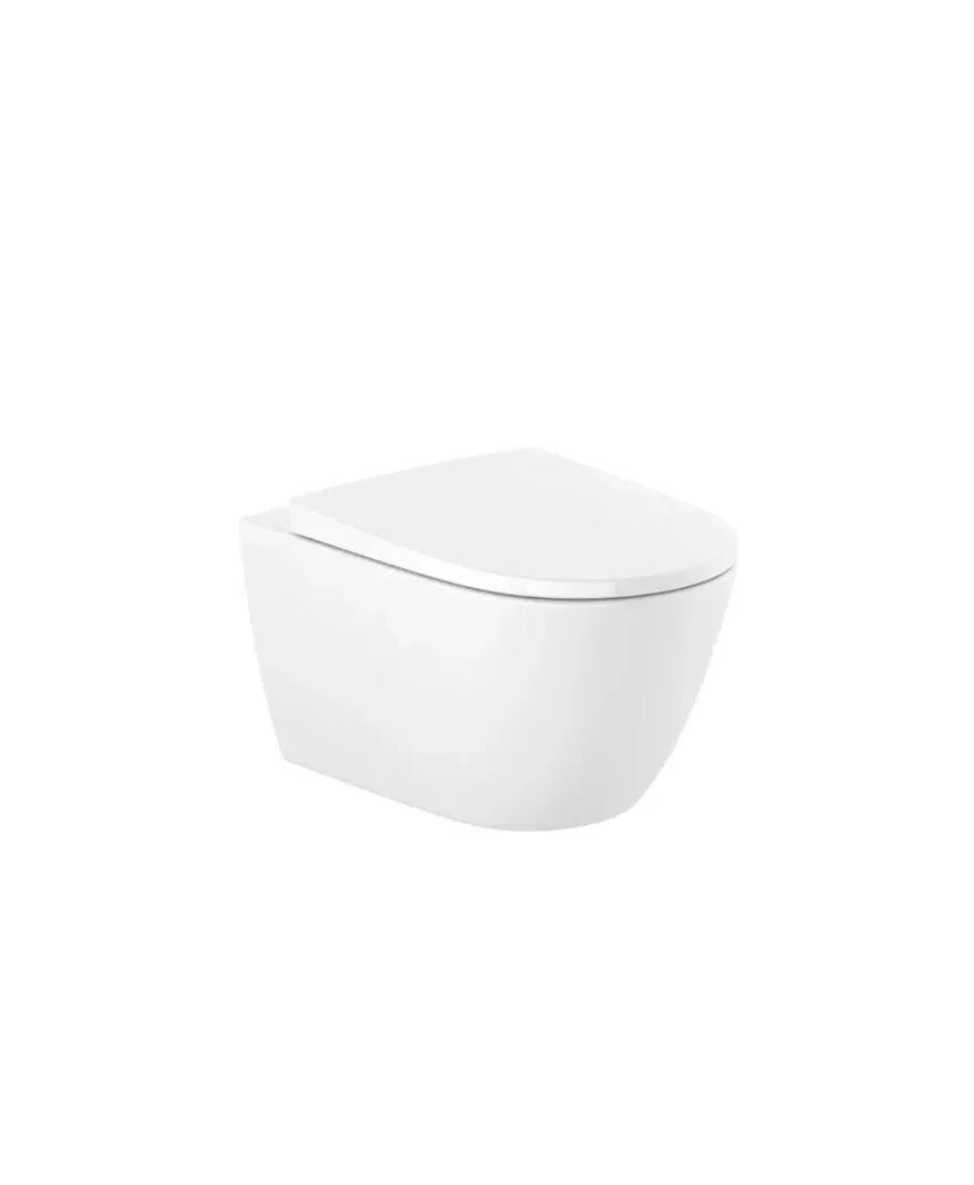 Inodoro suspendido de porcelana con salida horizontal y un acabado en color blanco Rimless Ona Roca - Vista 1