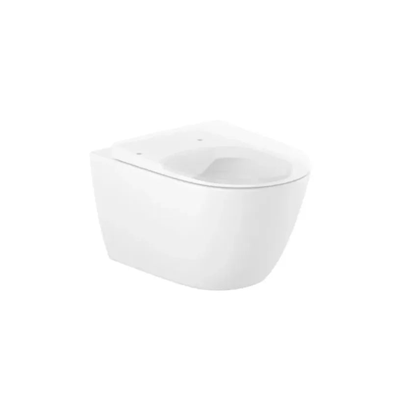 Inodoro suspendido de porcelana con salida horizontal y un acabado en color blanco Rimless Ona Roca - Vista 5