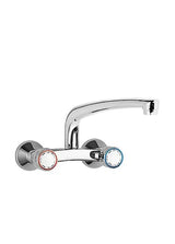 Grifo wall mounted two handle kitchen tap for sink with chromed brass Basic TRES