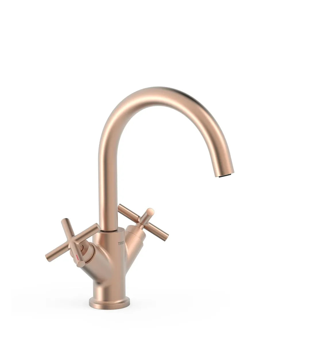 Grifo alto bimando para lavabo con volantes en latón acabado oro rosa mate MONTBLANC TRES 0