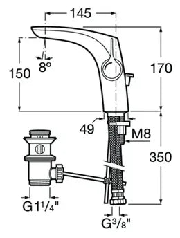 Grifo con monomando lateral de lavabo de 14,5 cm con acabado cromado Insignia Roca - Vista 4
