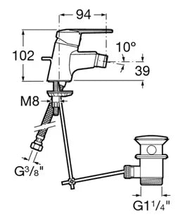 Grifo de bidet con desagüe automático de 10,4 cm con acabado cromado Victoria Roca - Vista 3