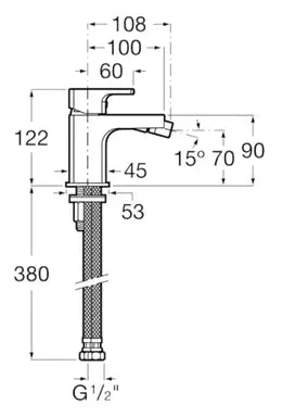 Grifo de bidet con desagüe automático de 12,2 cm con acabado cromado Cold Start L90 Roca - Vista 3