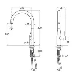 Grifo de cocina curvado con caño giratorio Glera Roca - Vista 2