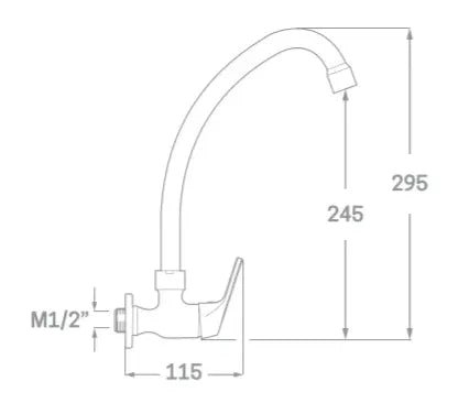 Grifo de fregadero a pared con acabado cromado One Källa 1