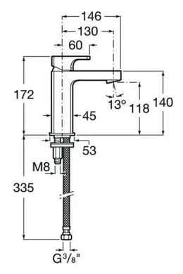 Grifo compacto de lavabo con desagüe click-clack de 15,6 cm con acabado cromado L90 Roca - Vista 5