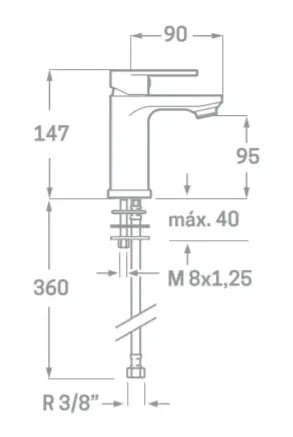Grifo de lavabo con acabado cromado Legend Källa 1