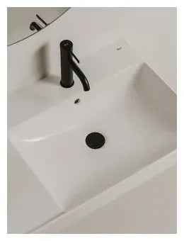 Grifo monocomando caño mezzo de lavabo con acabado negro mate y desagüe Ona Roca - Vista 2