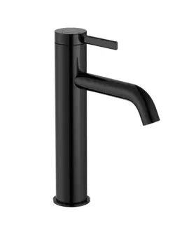 Grifo monocomando caño mezzo de lavabo con acabado negro titanio y desagüe Ona Roca - Vista 1