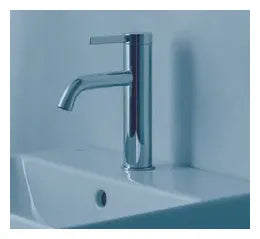 Grifo monocomando para lavabo de diseño circular y un acabado en color cromo Ona Roca - Vista 2