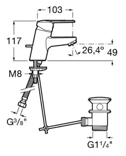 Grifo monomando de lavabo con desagüe automático de 10,3 cm con acabado cromado Victoria Roca - Vista 3