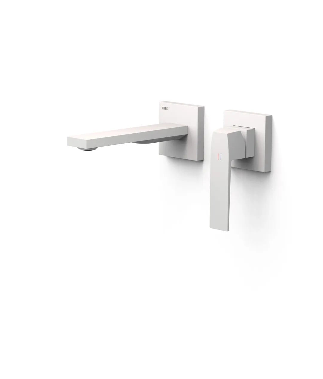 Grifo monomando empotrado para lavabo con junta antihumedad y caño con acabado blanco mate Slim TRES 0