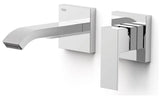 Faucet single lever wall-mounted mixer tap with cascading waterfall made of brass Cuadro TRES