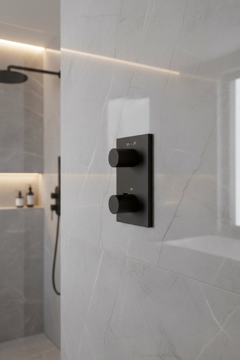 Grifo para ducha-bañera ABS negro mate THERM-BOX TRES 0