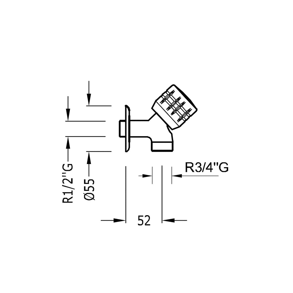 Grifo para empotrar de Lavadora en pared con acabado cromado Ese-23 Basic de Tres 2