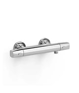 Faucet thermostatic wall mounted shower mixer tap with rounded edge handwheel and chrome finish Over Wall Tres