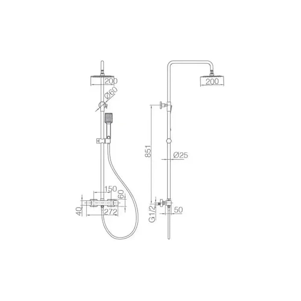 Detalle de funcionamiento de Barra de ducha termostática hecha de acero inoxidable con acabado blanco mate Art de Imex
