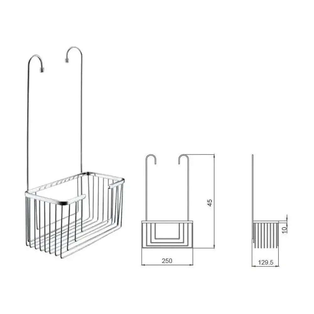Vista principal de Cesta con rejilla para el baño fabricado en acero inoxidable con acabado en color cromo de Imex