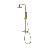 Coluna de duche termostática IMEX MONZA BTM039/OC com torneira misturadora termostática em aço inoxidável e latão com acabamento monza dourado escovado