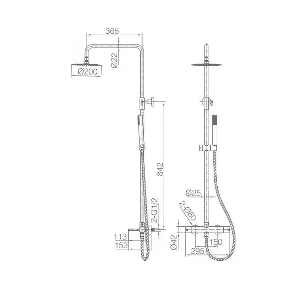 Detalle de funcionamiento de Columna de ducha de altura regulable fabricada en latón con acabado black gun metal Monza de...