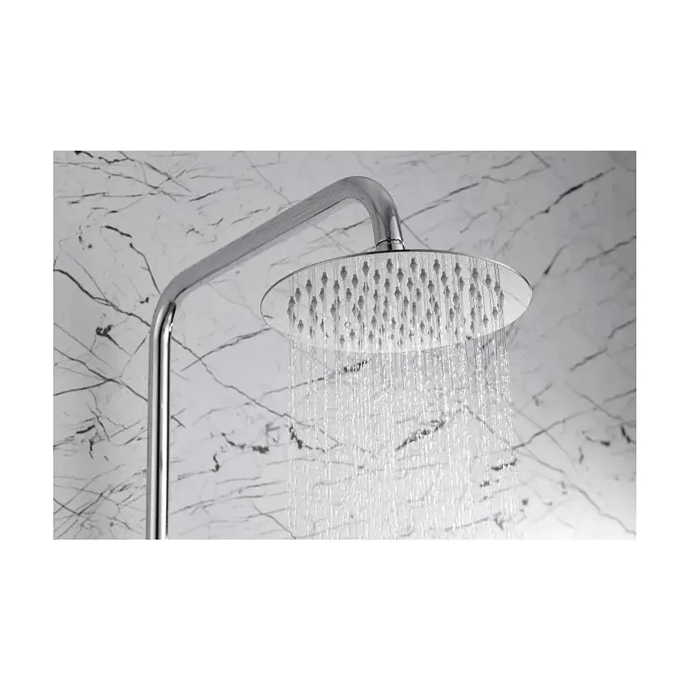 Detalle de funcionamiento de Columna de ducha termostática con una barra extensible hasta los 132 cm Line de Imex