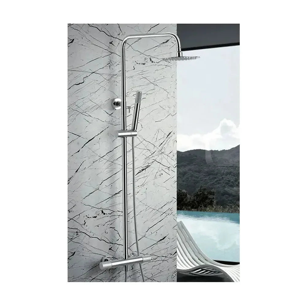 Plano de medidas y cotas técnicas de Columna de ducha termostática con una barra extensible hasta los 132 cm Line de Imex