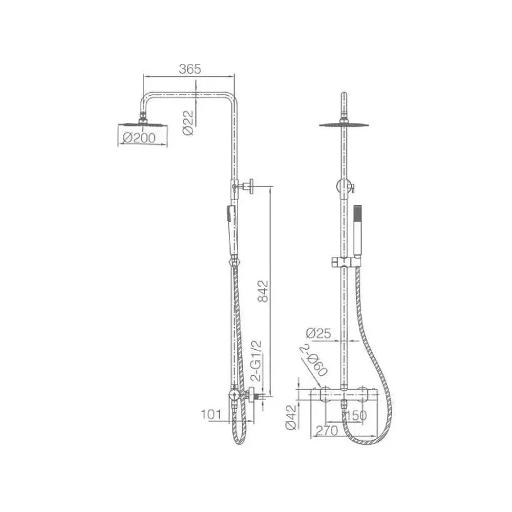 Detalle de funcionamiento de Columna de ducha termostática diseño moderno Imex