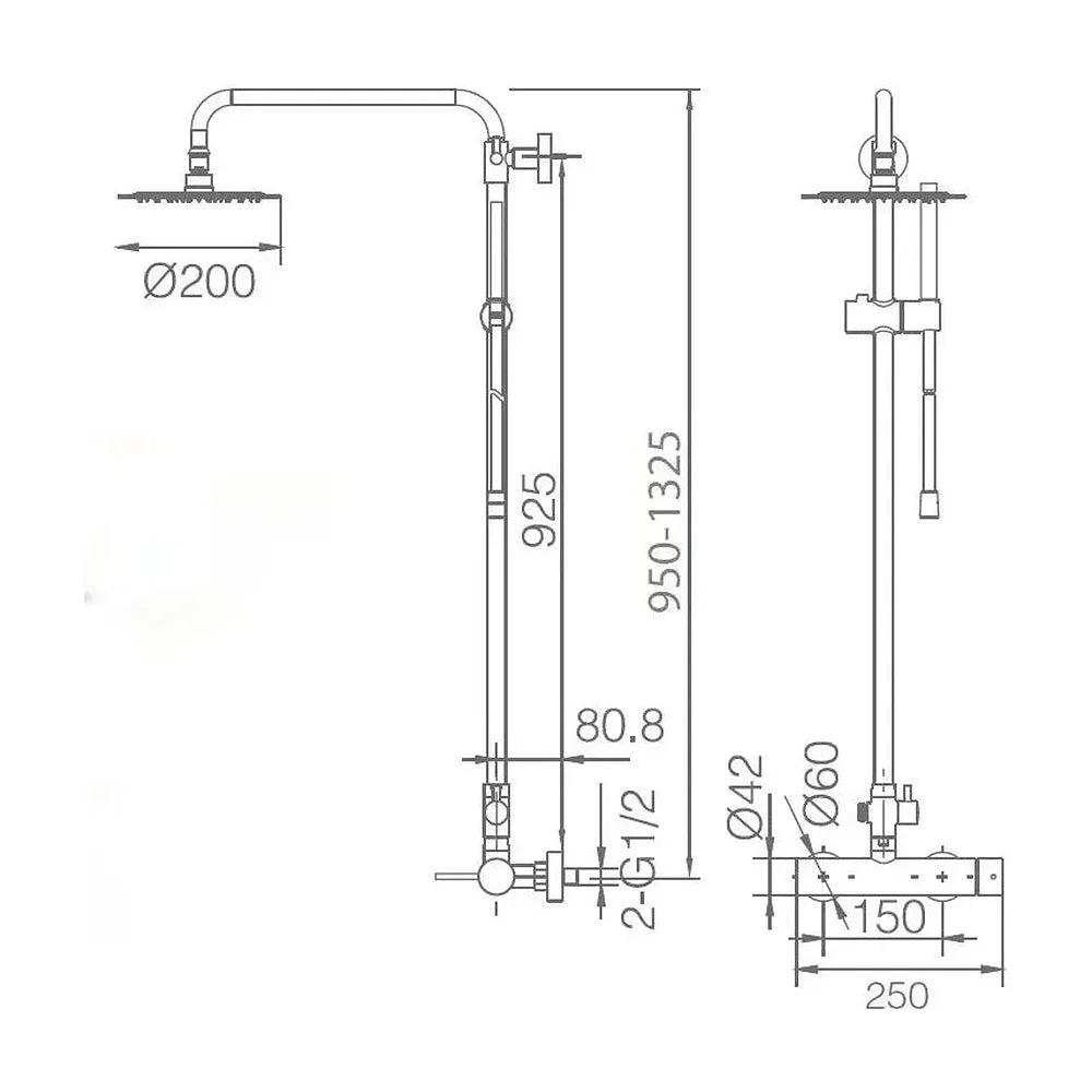 Detalle de acabado y materiales de Columna de pared para ducha empotrada de diseño moderno de acabado cromado stick Milos...