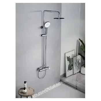 Vista principal de Columna extensible de ducha con un diseño moderno de acabado cromado y blanco Elba de Imex