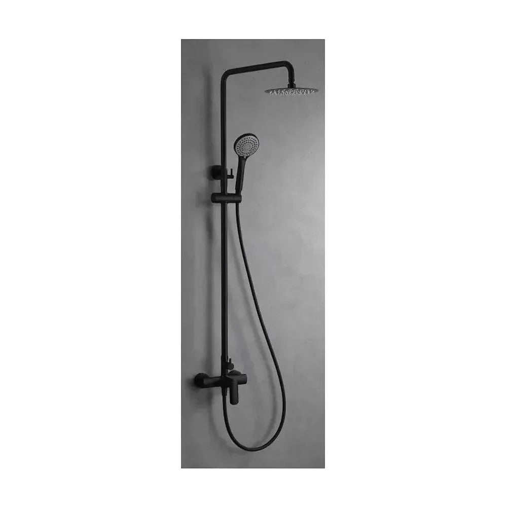 Columna moderna de ducha con una grifería monomando de color negro mate Ural de Imex Imex