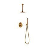 Brushed gold single lever shower set modern design top Line by Imex