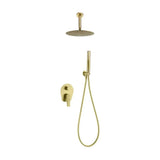 Brushed gold concealed single lever shower set with handheld and rain shower paros Delos by Imex